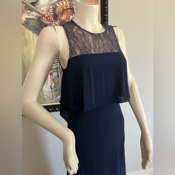 NEW BCBGMAXAZRIA Sleeveless Cascading Back Ruffle Gown - Picture 10 of 14